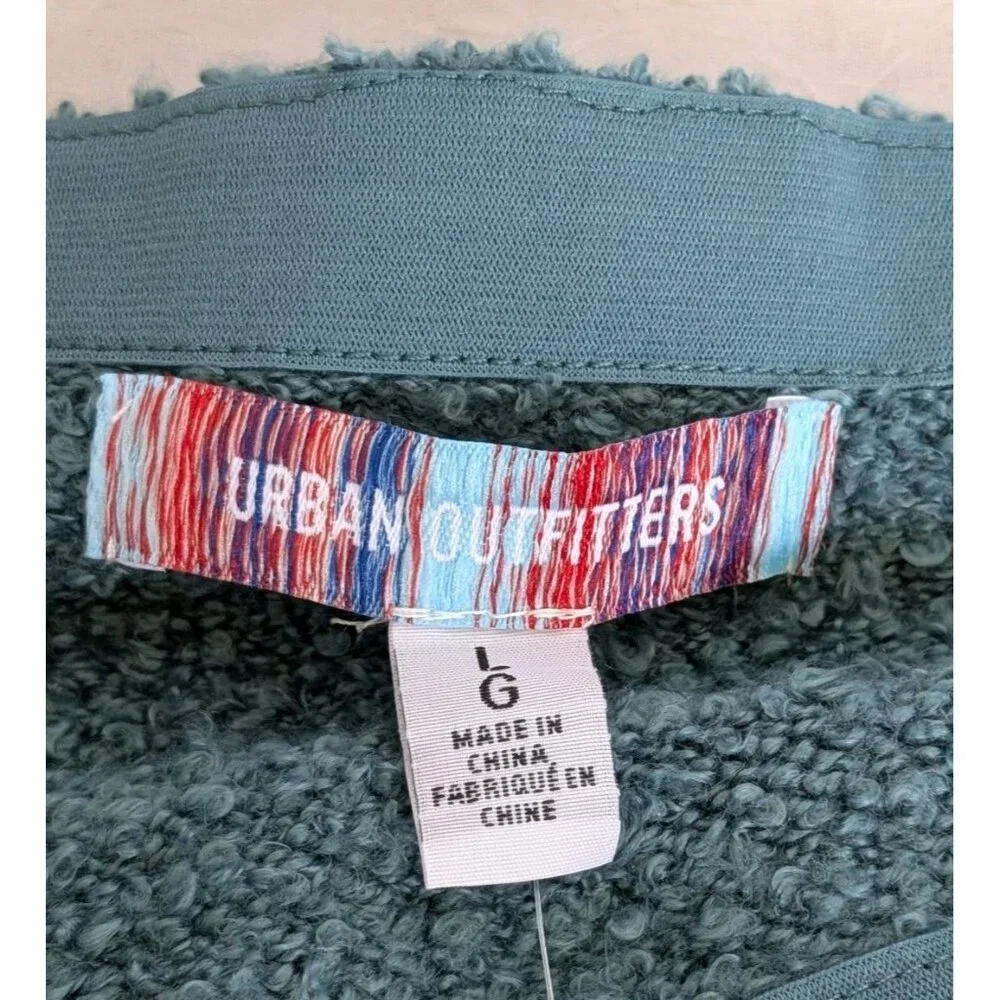 NWT Urban Outfitters Mini Skirt Aster Fuzzy Knit Buttons Blue Gray  Sz Large UO